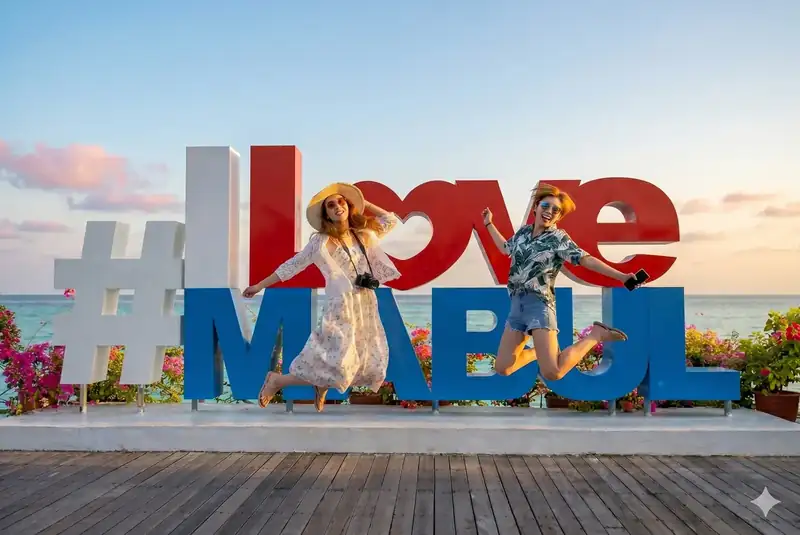 The iconic I Love Mabul photo spot on Mabul Island Orange Wave Resort