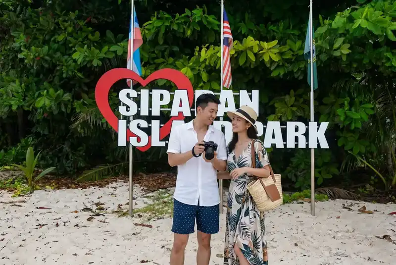 Official sign board for the Sipadan Island Marine Park Orange Wave Resort